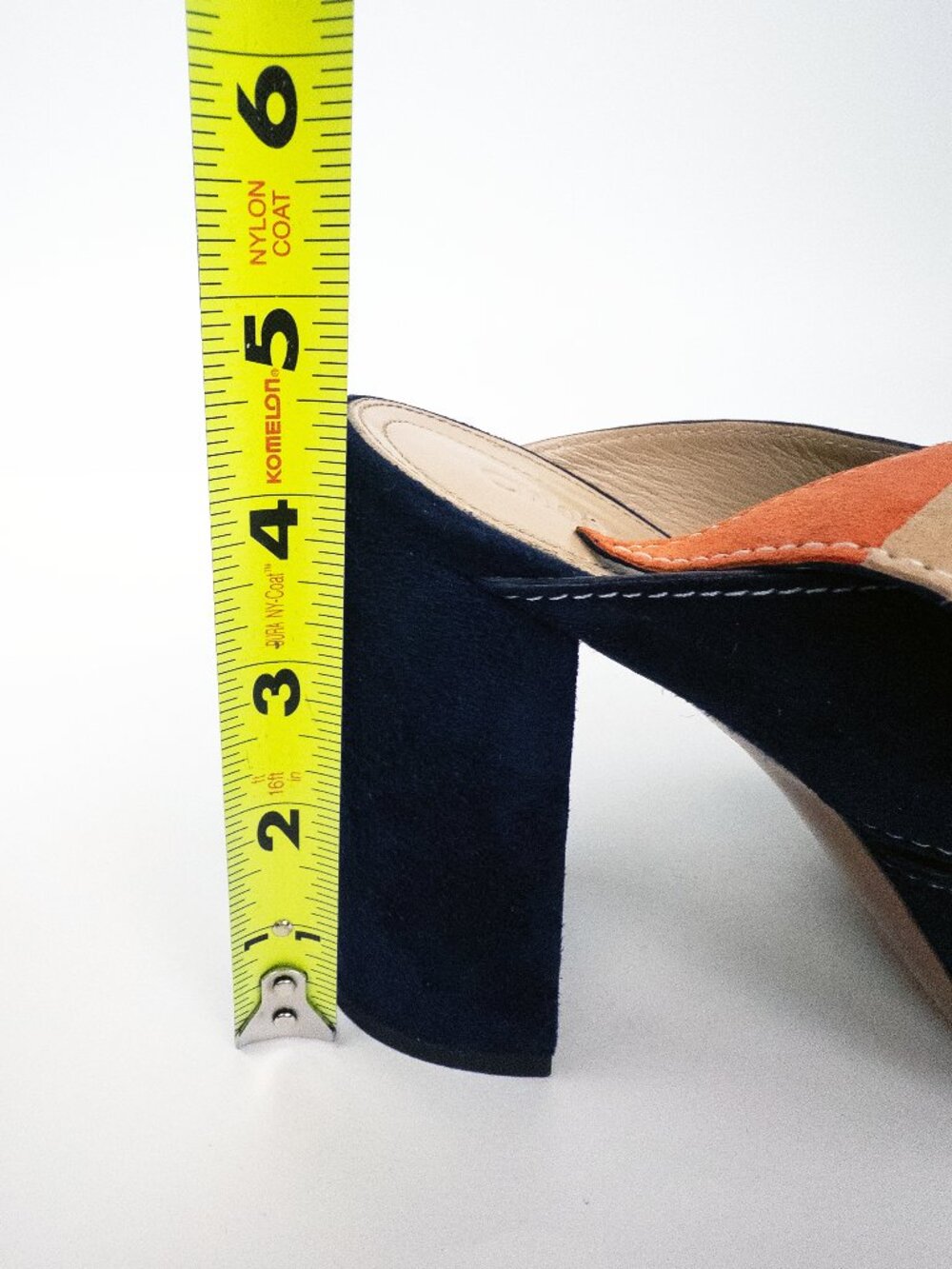 Chloé Nellie Navy Suede Bow Mules Colorblock Heeled Sandals Sz 8 - Picture 8 of 9